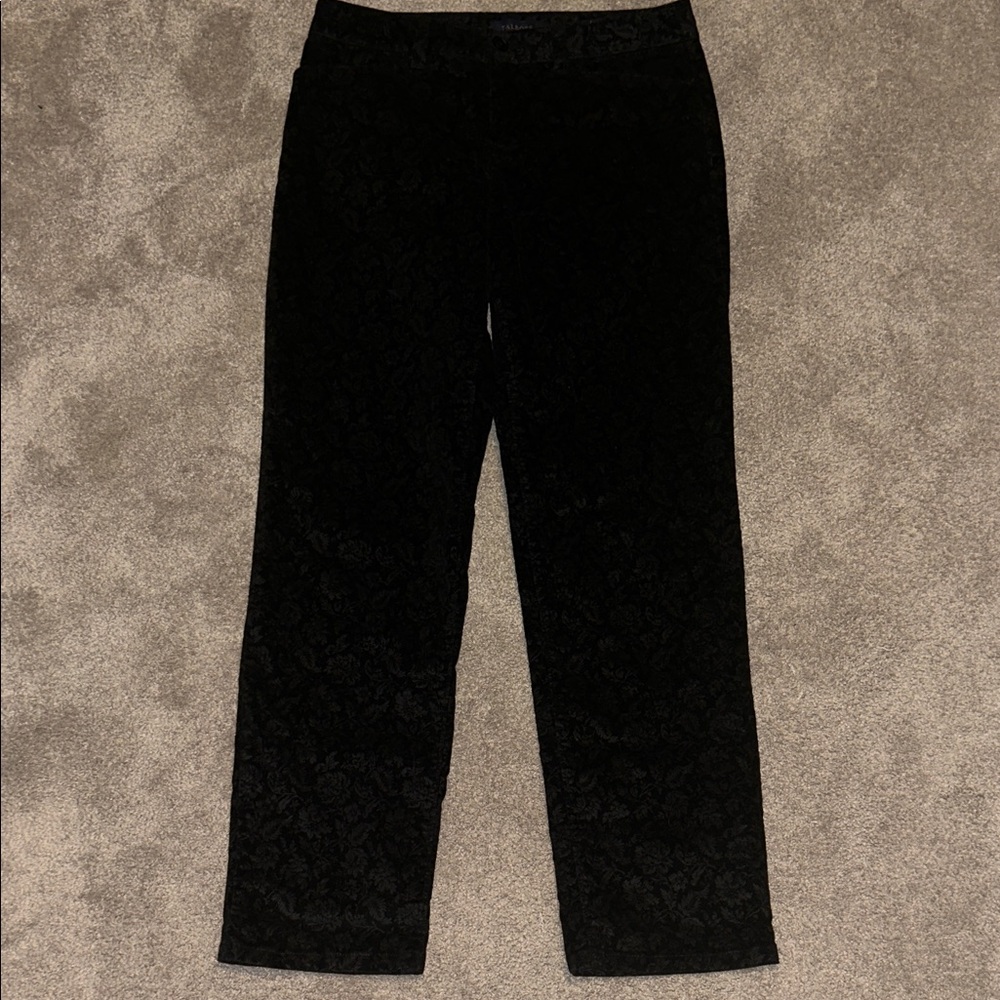 Talbots Black Floral Patterned Pants